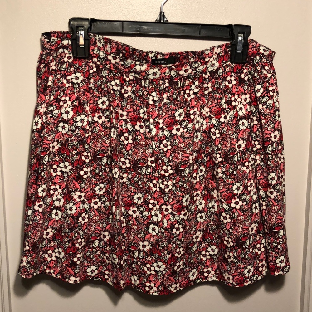 Forever 21 Red/Pink Floral Skirt